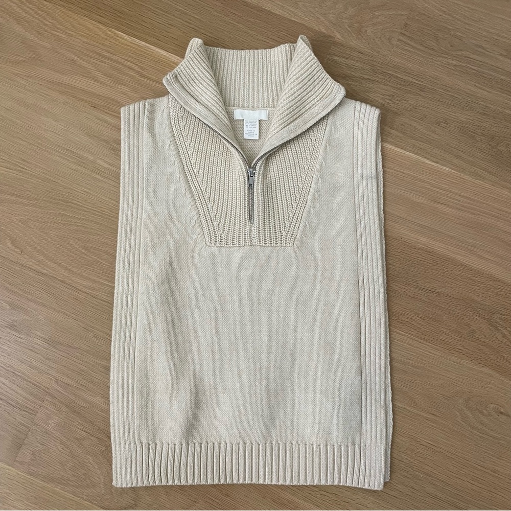 Quarter zip flyaway vest beige one size